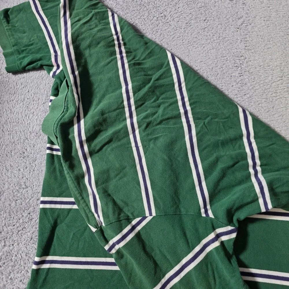 Polo Ralph Lauren Mens XL Polo Shirt Green Striped Short Sleeve Cotton Pique